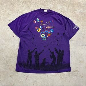 Vintage Jerzees Activewear Washington Kite Festival AOP T-shirt Men’s XL Purple